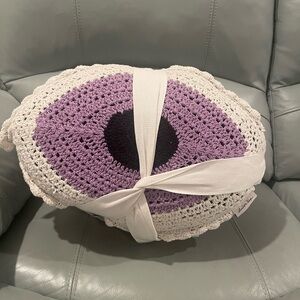 NWT london kaye Purple and White Crochet Pillow